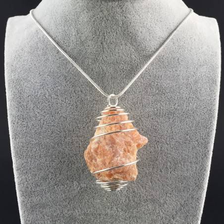ORANGE CALCITE Rough Pendant - VIRGO SAGITTARIUS Zodiac Silver A+-2