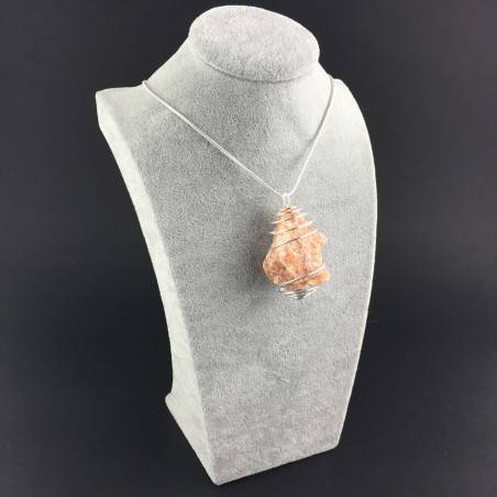 ORANGE CALCITE Rough Pendant - VIRGO SAGITTARIUS Zodiac Silver A+-3