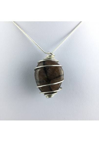 CHIASTOLITE Pendant - LIBRA GEMINI Zodiac SILVER Plated Spiral Crystal Bead Stones A+-1