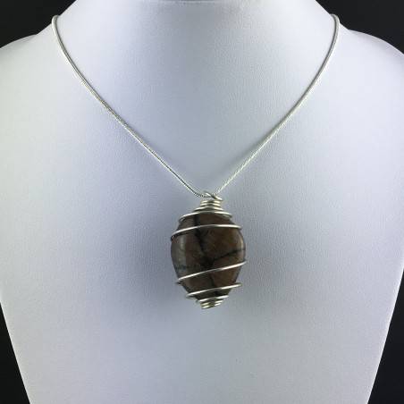 CHIASTOLITE Pendant - LIBRA GEMINI Zodiac SILVER Plated Spiral Crystal Bead Stones A+-2