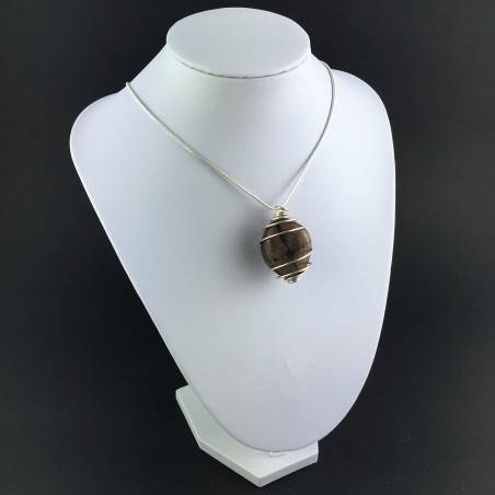 CHIASTOLITE Pendant - LIBRA GEMINI Zodiac SILVER Plated Spiral Crystal Bead Stones A+-3