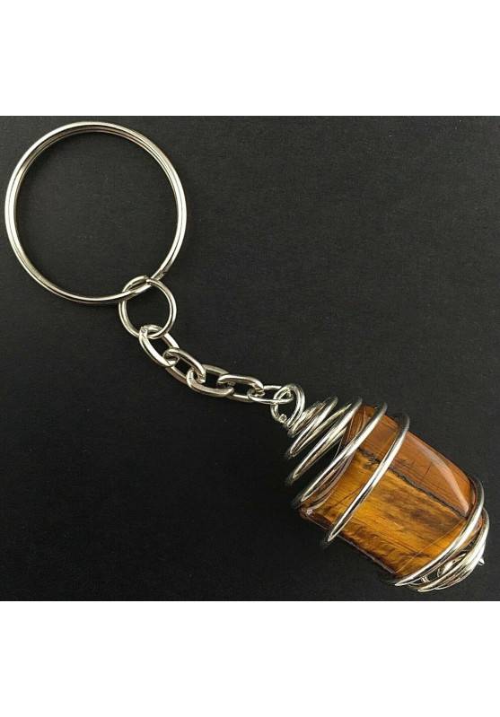 Llavero OJO de TIGRE - LEO Zodiaco Espiral Baño de Plata Regalo A+-1