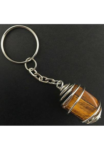 Porte-clés Oeil du Tigre - LION Zodeaco Spirale Plaqué Argent Cadeau A+-1
