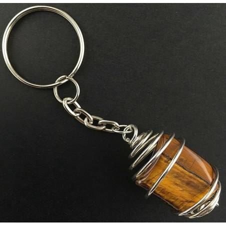Porte-clés Oeil du Tigre - LION Zodeaco Spirale Plaqué Argent Cadeau A+-1