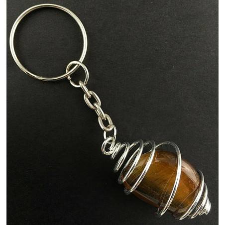 Porte-clés Oeil du Tigre - LION Zodeaco Spirale Plaqué Argent Cadeau A+-2