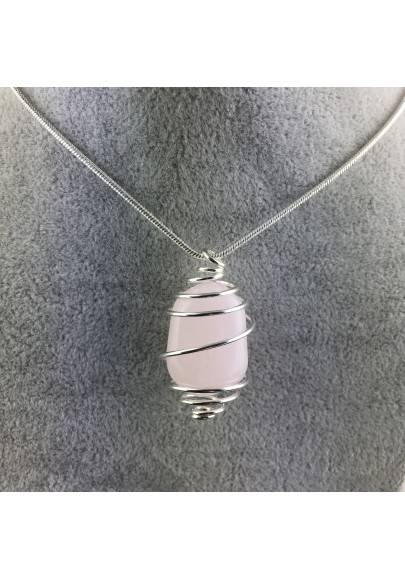 Pendentif CALCITE DE MANGANO Fabriqué à la main Spirale Plaqué Argent A+-1