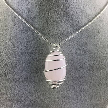 Pendentif CALCITE DE MANGANO Fabriqué à la main Spirale Plaqué Argent A+-1