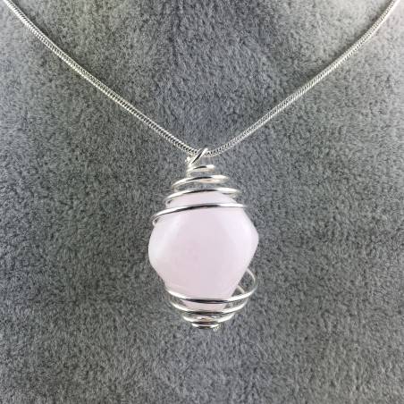Pendentif CALCITE DE MANGANO Fabriqué à la main Spirale Plaqué Argent A+-4