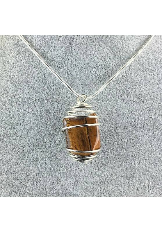 Tumbled Tiger's Eye Pendant Hand Made on Silver Plated Spiral A+-1