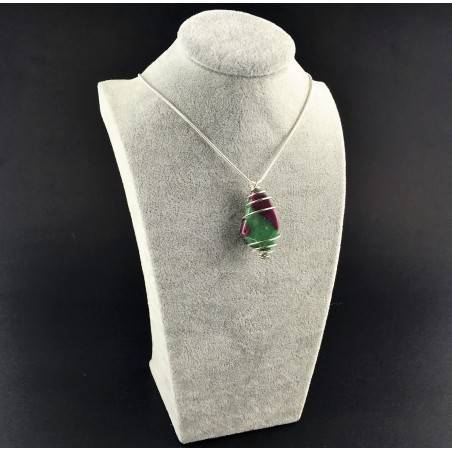 ZOISITE with RUBY Pendant - CANCER LEO VIRGO SCORPIO AQUARIUS Silver-3