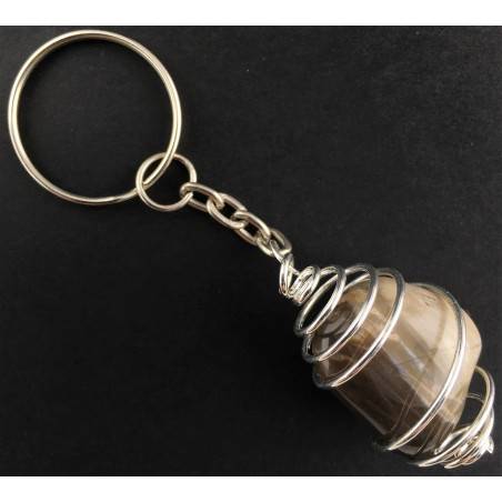 Picture Jasper SANDSTONE Keychain Keyring Hand Made on SILVER Plated Spiral-2