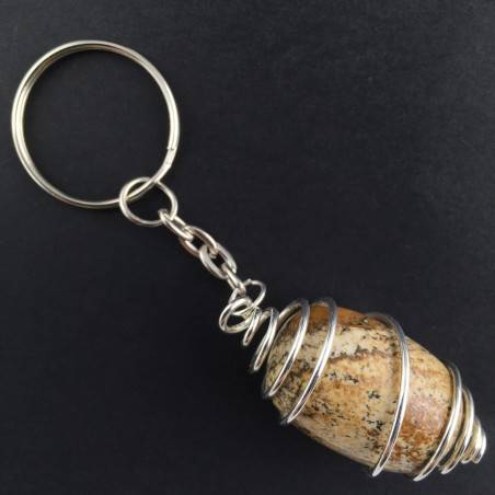 Fossil Petrified Wood Keychain Keyring - SAGITTARIUS SCORPIO CAPRICORN Zodiac Silver A+-1