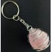 Portachiavi QUARZO ROSA - BILANCIA Zodiaco Spirale Placcata Argento A+-2