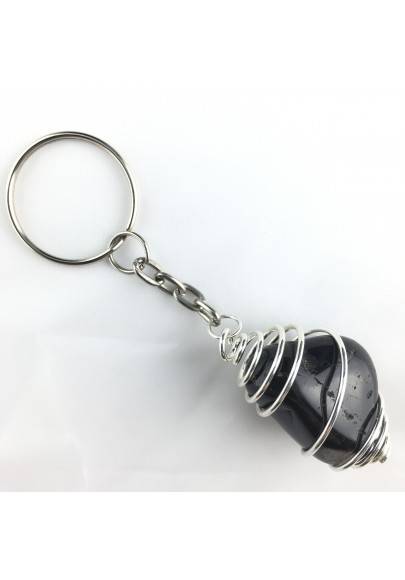 Portachiavi ONICE NERO - CAPRICORNO Zodiaco Spirale Placcata Argento A+-1