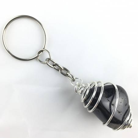 Portachiavi ONICE NERO - CAPRICORNO Zodiaco Spirale Placcata Argento A+-1