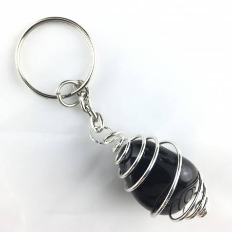 Portachiavi ONICE NERO - CAPRICORNO Zodiaco Spirale Placcata Argento A+-2