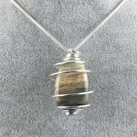 Pendentif JASPE Paysage SANDSTONE Fabriqué à la main Spirale Argent A+-1