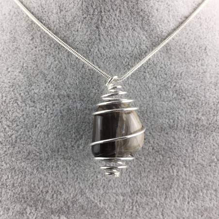 Pendentif JASPE Paysage SANDSTONE Fabriqué à la main Spirale Argent A+-4