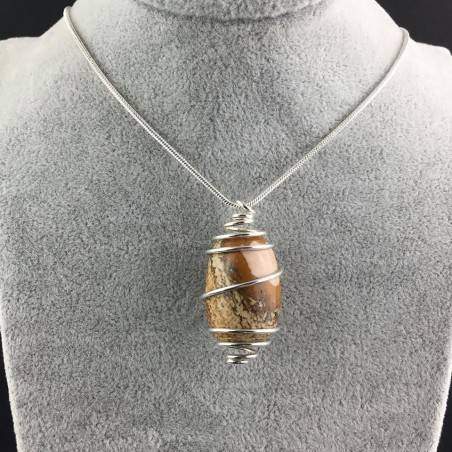 Picture Jasper Pendant Pendant Hand Made on Silver Plated Spiral Minerals Chakra A+-2