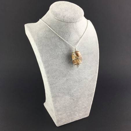 Picture Jasper Pendant Pendant Hand Made on Silver Plated Spiral Minerals Chakra A+-3