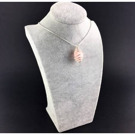 Pendant Rose Quartz Minerals Hand Made on Silver Plated Spiral A+-6