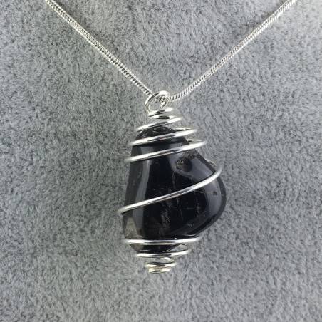 Ciondolo ONICE NERO - CAPRICORNO Zodiaco Spirale Placcata Argento A+-1