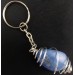 QUARTZ Blue DUMORTIERITE Keychain Keyring Hand Made on SILVER Plated Spiral A+-1