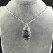 Pendant Quartz with Tourmaline - CANCER SCORPIO Zodiac SILVER Plated Spiral A+-2