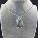 Pendant Quartz with Tourmaline - CANCER SCORPIO Zodiac SILVER Plated Spiral A+-5