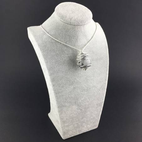 Pendant Quartz with Tourmaline - CANCER SCORPIO Zodiac SILVER Plated Spiral A+-6