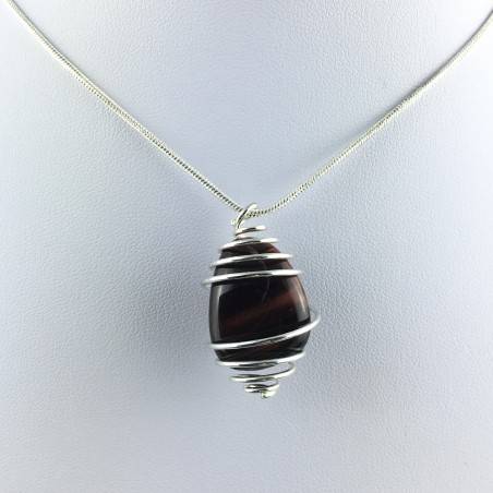 Pendentif ŒIL de BOEUF Fabriqué à la main Spirale Plaqué Argent A+-1