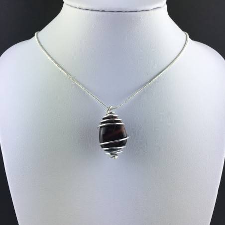 Pendentif ŒIL de BOEUF Fabriqué à la main Spirale Plaqué Argent A+-2