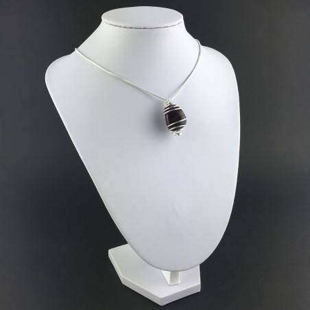 BULL'S EYE Pendant Hand Made on SILVER Plated Spiral Tumbled Stone Healing A+-3