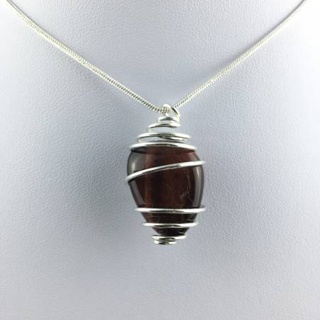 Pendentif ŒIL de BOEUF Fabriqué à la main Spirale Plaqué Argent A+-4