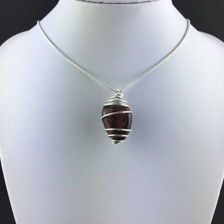 Pendentif ŒIL de BOEUF Fabriqué à la main Spirale Plaqué Argent A+-5