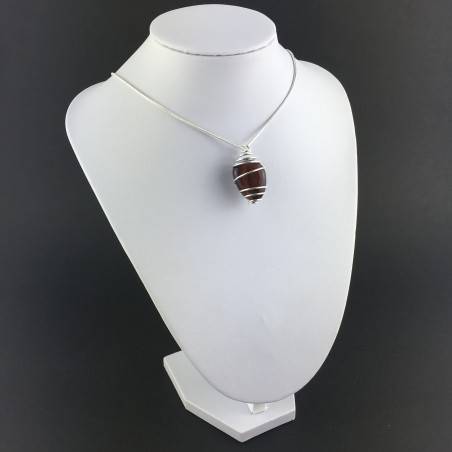 BULL'S EYE Pendant Hand Made on SILVER Plated Spiral Tumbled Stone Healing A+-6