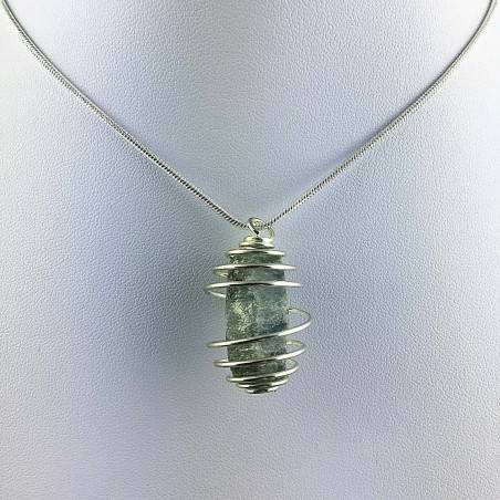 EMERALD Corundum Pendant Rough - TAURUS Zodiac Gift Idea SILVER Plated Spiral-2