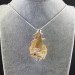 Pendant in HONEY CALCITE Rough - VIRGO SAGITTARIUS Zodiac SILVER Plated Spiral A+-2
