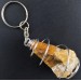 Rough Honey CALCITE Keychain Keyring - VIRGO SAGITTARIUS Zodiac SILVER Plated Spiral-1