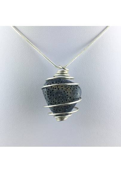 Colgante CORAL Azul Hecho a Mano Espiral Chapado en Plata A+-1
