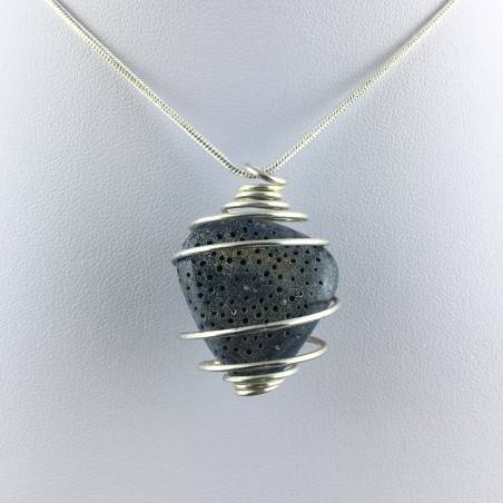 Colgante CORAL Azul Hecho a Mano Espiral Chapado en Plata A+-1