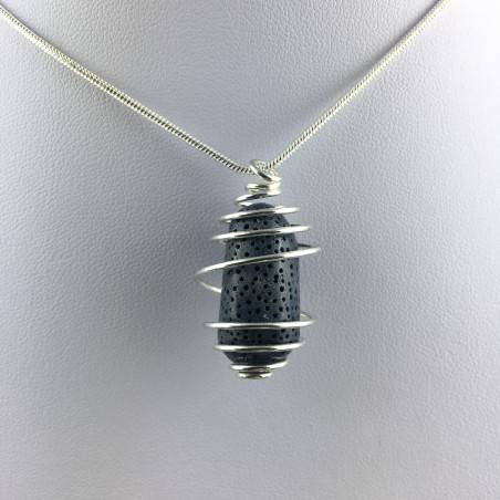 Colgante CORAL Azul Hecho a Mano Espiral Chapado en Plata A+-4