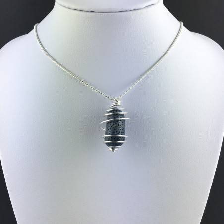 Colgante CORAL Azul Hecho a Mano Espiral Chapado en Plata A+-5