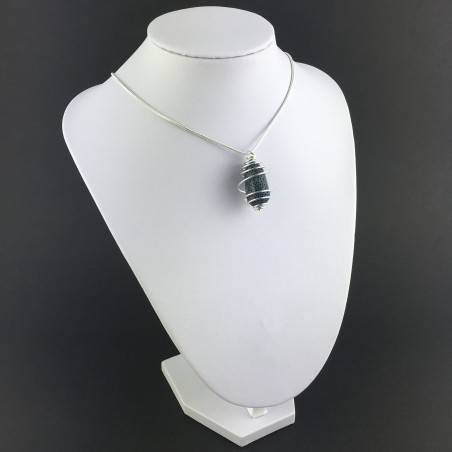 Colgante CORAL Azul Hecho a Mano Espiral Chapado en Plata A+-6