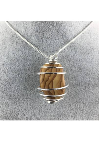 Picture Jasper Sand STONE Pendant Hand Made on SILVER Plated Spiral Chakra Healing-1