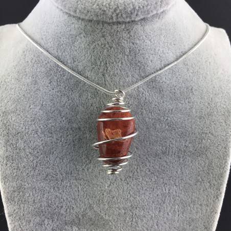 Colgante CORAL ROJO - TAURO LIBRA Zodiaco Espiral Chapado en Plata A+-5