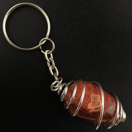 Portachiavi MADREPORA ROSSA Montata Artigianalmente Spirale Placcato Argento A+-2