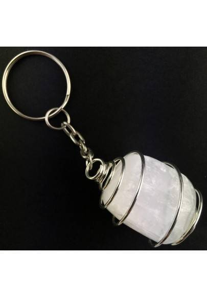 Llavero SELENITA Hecho a Mano Espiral Baño de Plata Regalo A+-1