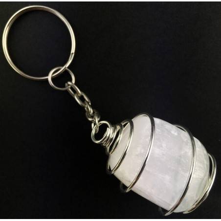 Llavero SELENITA Hecho a Mano Espiral Baño de Plata Regalo A+-1