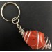 RED Brecciated JASPER Keychain Keyring - LEO GEMINI PISCES Zodiac Silver A+-1